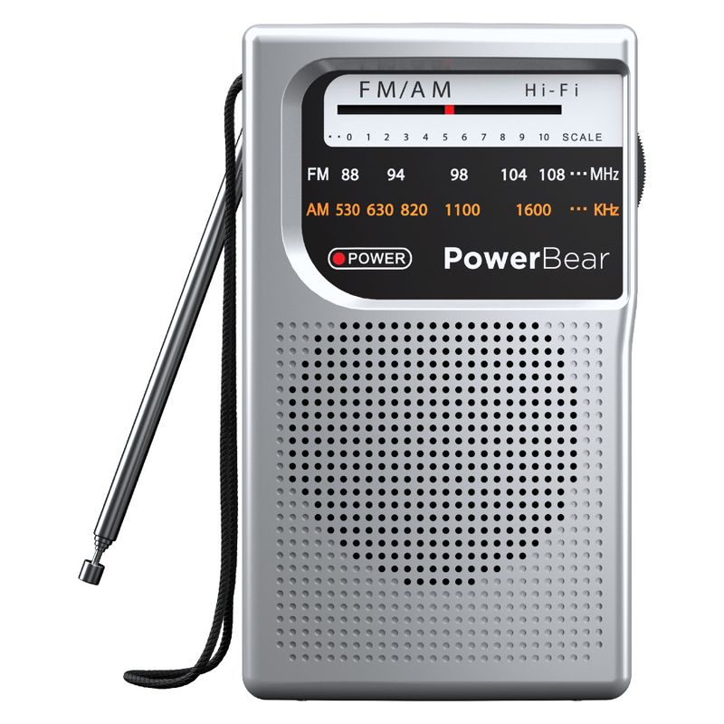 PowerBear Portable Radio | AM/FM, 2AA Battery Operated with Long Range Reception for Indoor, Outdoor & Emergency Use, 1 of 6