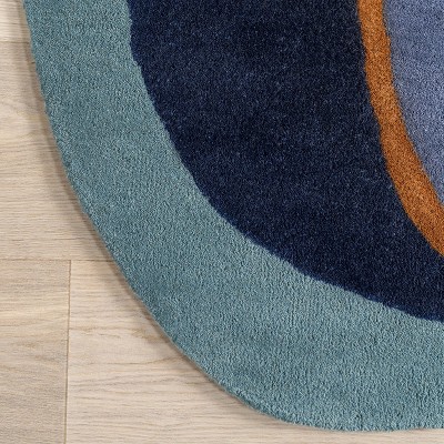 Blue Abstract Handmade Tufted Wool 8' x 10' Rug