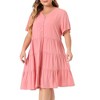 Agnes Orinda Women's Plus Size Tiered V Neck Short Sleeve Summer Casual Buttons Dresses - 2 of 4