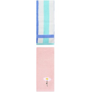 REGALWOVEN Chic Pattern Cotton Soft Absorbent Hand Towels for Bathroom 13" x 30"/13" x 29" 2 Pcs - 1 of 4