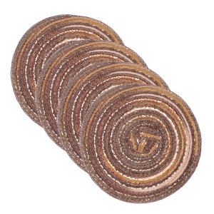 Unique Bargains Woven Braided Washable Decorative Round Placemat 4 Pcs - 1 of 4