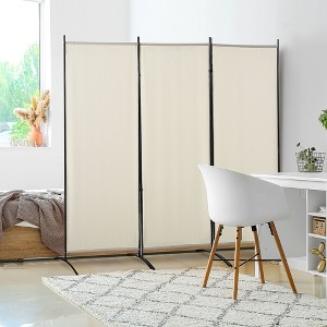MAYEERTY 3 Panel Room Divider Indoor Privacy Screen for Home Beige 99.5"x71.75"x19.75" - 1 of 4