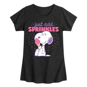 Girls' - Peanuts - Just Add Sprinkles Fitted Short Sleeve Graphic T-Shirt - 1 of 4