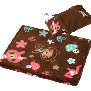 Slickblue Brown Dancing Bear Micro Fleece Throw Blanket - 30.7" x 46.9", Travel-Friendly with Drawstring Bag - 1 of 4
