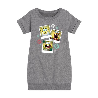 - SpongeBob SquarePants - Christmas  Photo Collage Graphic Short Sleeve Fleece Dress
