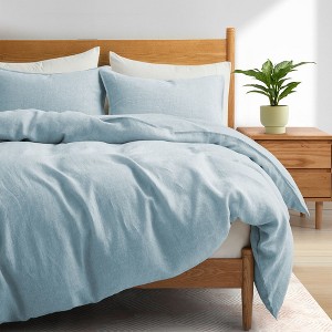 Peace Nest Linen Cotton Blend Duvet Cover Set, Durable, Breathable & Moisture-Wicking, 3 Piece Bedding Set with Pillow Shams - 1 of 4