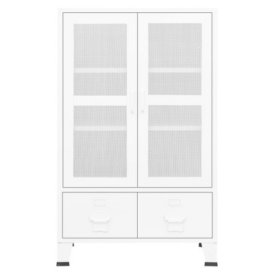 White Metal Lockable Cabinet with Adjustable Shelving