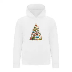 Everyday Kids Christmas Collection Construction Truck Tree Boys Pullover Hoodie – Holiday Sweatshirt - White - 1 of 1