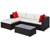 Outsunny 5-Piece Outdoor Sectional Furniture, Patio Sofa Set, PE Wicker Couch, Cushions, Pillows, Ottoman, Coffee Table - 4 of 4