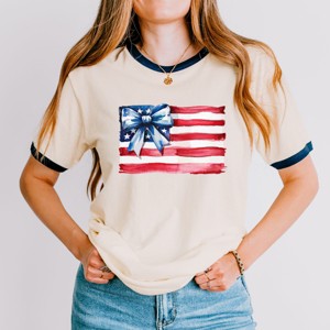 Simply Sage Market USA Flag Coquette Ringer Tee - 1 of 4