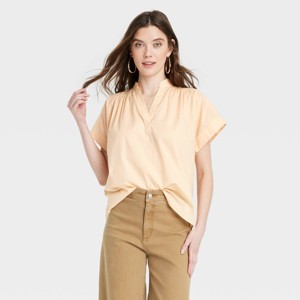 Women's Short Sleeve Flowy Popover Blouse - Universal Thread™ - 1 of 3