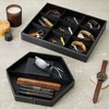 Juvale Set of 2 Faux Leather Valet Tray for Men, Customizable Catch All Trays for Keys, Wallet, Watch, Nightstand Drawer Organizer, 2 Shapes, Black - 2 of 4