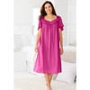 Only Necessities Women's Plus Size Short Silky Lace-Trim Gown - 4 of 4