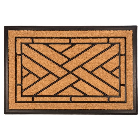 Entryways 2' X 3' Diagonal Tiles Indoor/outdoor Recycled Rubber And Coir  Doormat Natural/black : Target