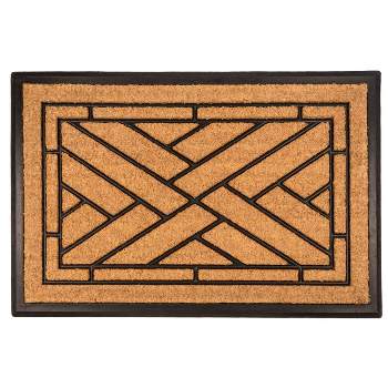 Entryways 2' x 3' Diagonal Tiles Indoor/Outdoor Recycled Rubber and Coir Doormat Natural/Black