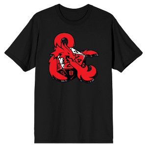 Dungeons & Dragons Symbol & Dice Crew Neck Short Sleeve Men's Black T-shirt - 1 of 3