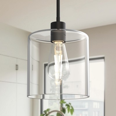 DORESshop 6 in. 1-Light Modern Matte Black Island Pendant Light Rustic Farmhouse Industrial Hanging Light for Kitchen Dining Room