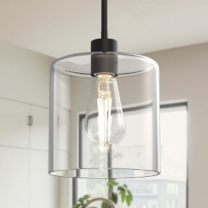 DORESshop 6 in. 1-Light Modern Matte Black Island Pendant Light Rustic Farmhouse Industrial Hanging Light for Kitchen Dining Room - 1 of 4