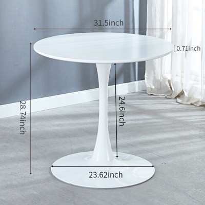 Vynxaria 31.5" White Tulip End Table - Mid-century Round Dining & Leisure Coffee Table