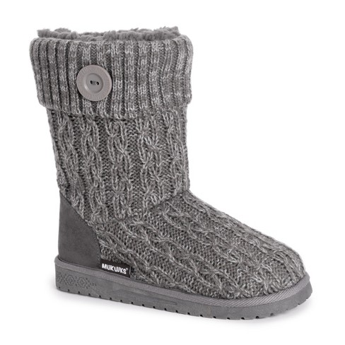 MUK LUKS Women's Pull on Fashion Boot, Grey, 6 