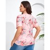 YESFASHION Women Plus Size Blouse V Neck Floral Top Short Sleeve Elegant Criss Collar Shirt - 4 of 4