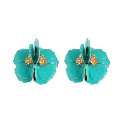 SOHI Women's Blue Flora Drop Earrings