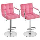 Yaheetech 2PCS Height Adjustable Swivel Bar Stools with Large Steel Base Backrests Footrest