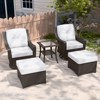 EAGLE PEAK Azure Bay 5 Pieces Wicker Outdoor Patio Furniture Set, Swivel Rocking Chairs with Ottomans, Side Table - 2 of 4