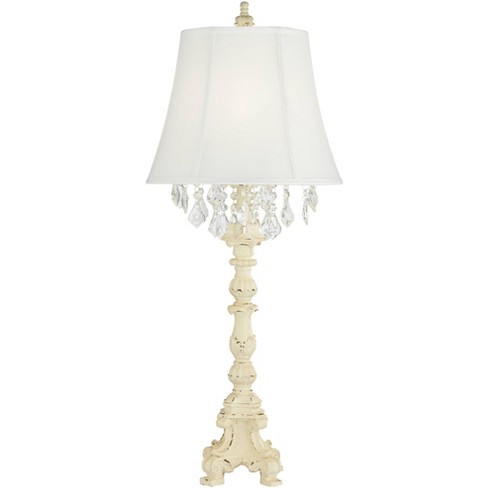 Magtfulde Fare Konflikt Barnes And Ivy Duval Vintage Table Lamp 34 1/2" Tall Distressed French  White Candlestick Bell Shade For Bedroom Living Room Bedside Nightstand  Office : Target