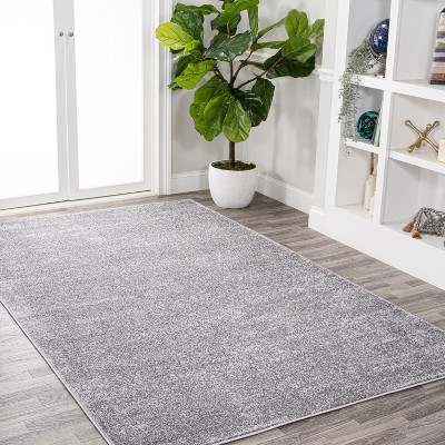 Gray Synthetic 4' x 6' Solid Low-Pile Indoor Area Rug