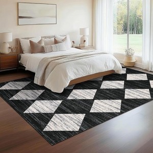 Washable Runner Area Rug, Non Slip Non Shedding Print Carpet, Modern Stain Resistant Foldable Soft Door Mat for Kitchen Hallway - 1 of 4