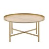 34" Round Coffee Table with Tray Style Top and Cross Bar Metal Base, Perfect for Living Room - 2 of 4