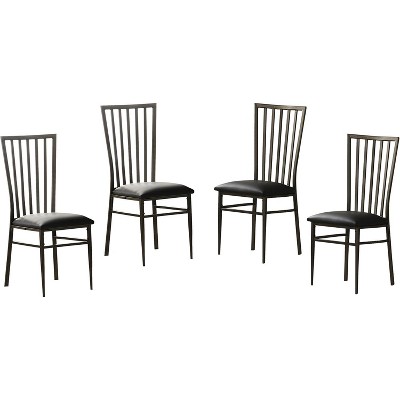 Kings Brand Furniture Dekkers Metal Chairs - Upholstered Dining Room Chair, Set of 4, Black