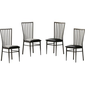 Kings Brand Furniture Dekkers Metal Chairs - Upholstered Dining Room Chair, Set of 4, Black - 1 of 4