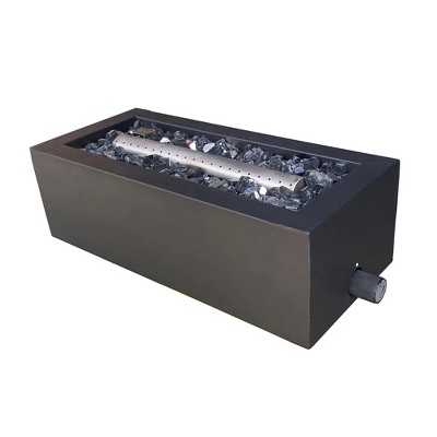 Four Seasons Courtyard 14" Steel 10K BTU Smokeless Propane Gas Fire Pit Rectangle Outdoor Backyard Fireplace for Patios, Decks, and Porches, Black