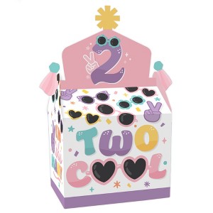 Big Dot of Happiness Two Cool - Girl - Treat Box Party Favors - Pastel 2nd Birthday Party Goodie Gable Boxes - Set of 12 - 1 of 4
