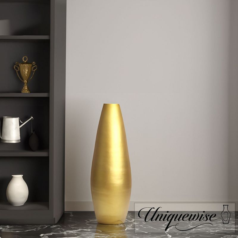 Uniquewise 31.5" Spun Bamboo Tall Floor Vase - Sleek Metallic Finish, Elegant Home Decoration, Modern Accent Piece, Living Room Decor, Handcrafted Art, 6 of 10