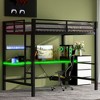 TIRAMISUBEST Twin/Full Size Gaming Loft Bed with LED Light, USB Charge Station and Desk, Metal Loft Bedframe with Ladder and Guardrail - 4 of 4