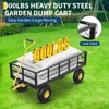 Garden Dump Cart with Removable Sidewalls, 900 LBS Steel Dump Wagon with 180° Swivel Handle & 10-inch Tires Black - 2 of 4