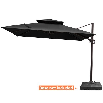Pellebant 11 x 11 FT Outdoor Patio Cantilever Umbrella with Crank and 360 Degrees Rotation