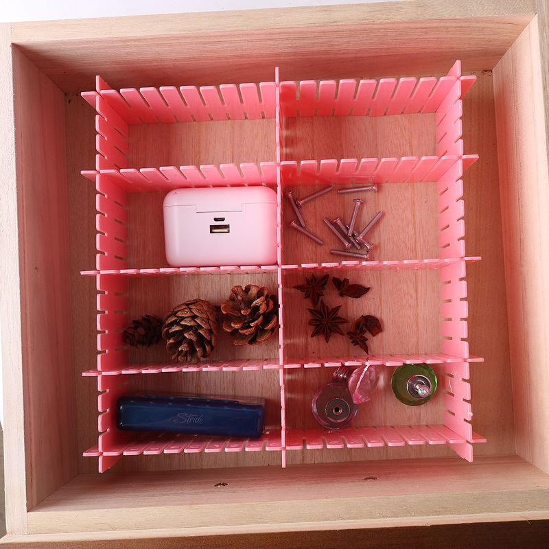 PiccoCasa Household Adjustable Separator Grid Dresser Dividers Plastic Drawer storage board 9.4" x 2.7" Pink 12 Pcs, 5 of 7