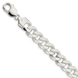 Black Bow Jewelry Men's 11mm, Sterling Silver Solid Flat Curb Chain Bracelet - 1 of 4