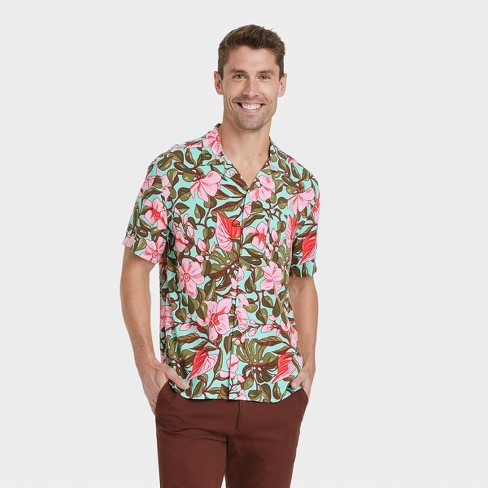 Men's Floral Print Collared Button-down Shirt - Goodfellow & Co™ Green ...