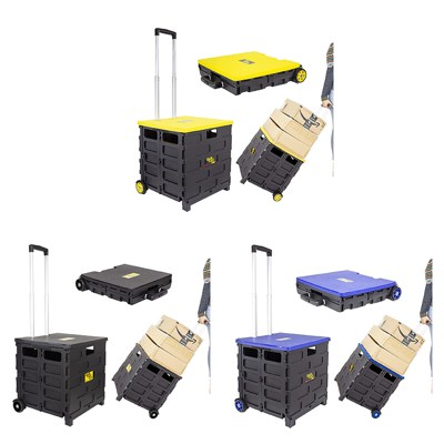 dbest products Quik Cart Pro Wheeled Rolling Crate Teacher Utility with Seat Heavy Duty Collapsible Basket with Handle