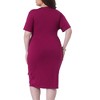 Agnes Orinda Women's Plus Size V Neck Short Sleeve Belt Tulip Hem Ruched Cocktail Wrap Dresses - 4 of 4