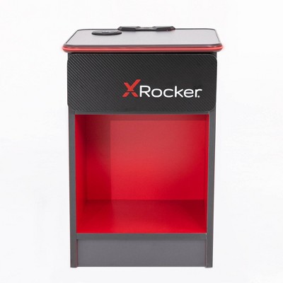 Carbon-Tek Gaming End Table with LED Gray/Red - X Rocker: High Gloss, Square Shape, MDF Construction