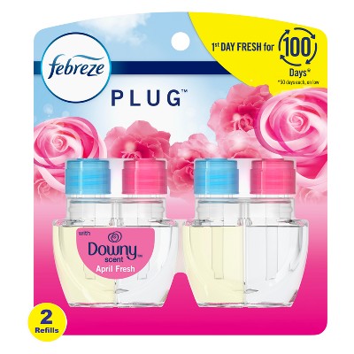 Febreze Odor-Fighting Fade Defy Plug Air Freshener Refill - Downy April Fresh - 0.87 fl oz/2pk