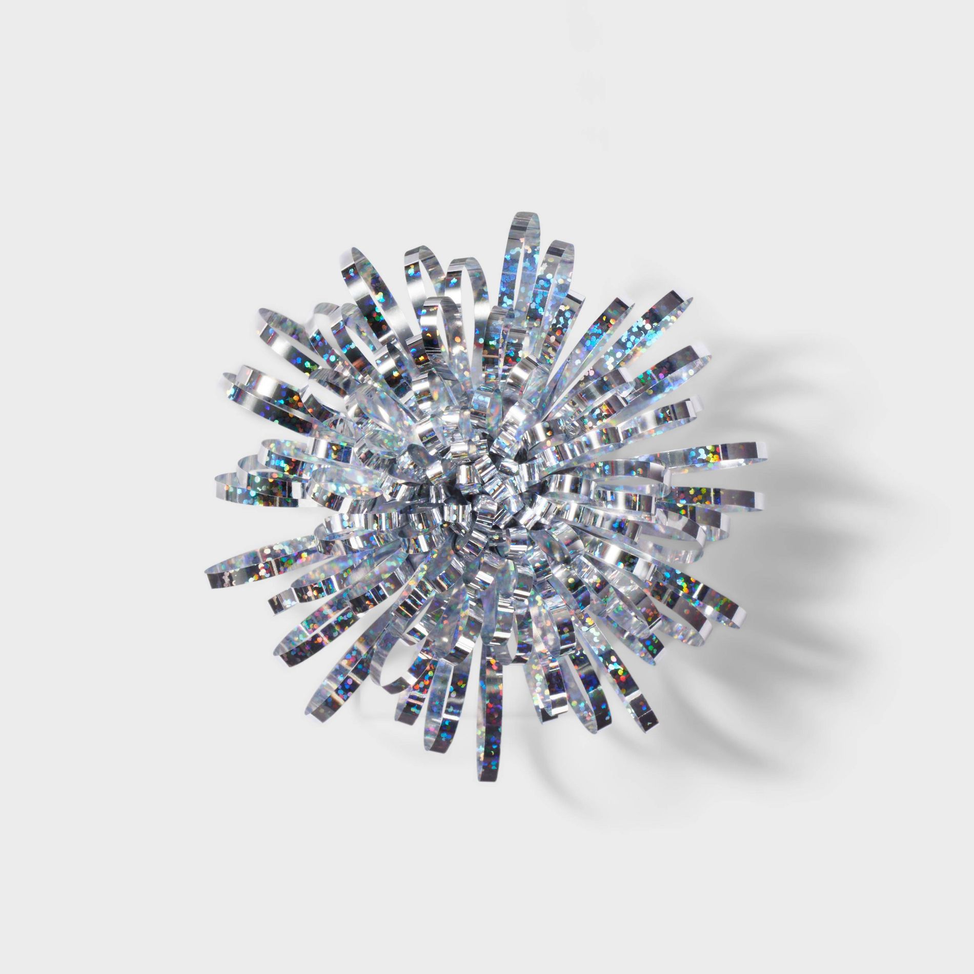 5" Tinsel Pom Gift Bow Silver  - Spritz™