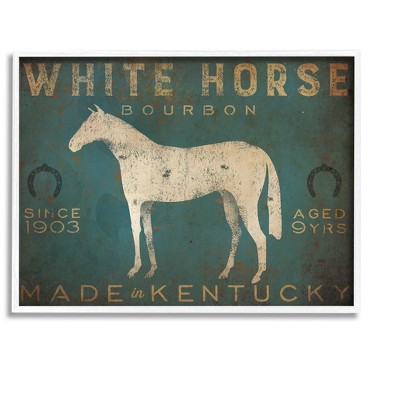 Stupell Industries White Horse Bourbon Vintage Sign Framed Giclee Art