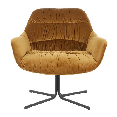 Chartreuse Velvet Swivel Accent Chair with Black Metal Base